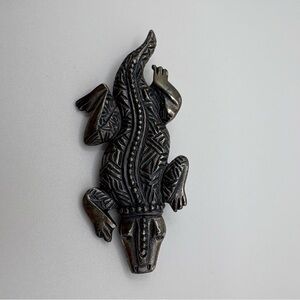 Vintage Unmarked Sterling Silver Alligator Brooch Crocodile Pin 12.9 Grams 2.5In
